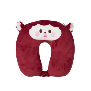 Almohada de cuello en forma de U de felpa para niños de 2 a 4 años, diseño de mono rojo, cojín de viaje suave, almohada de juguete Unisex - Product Image 1