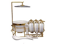 Ensemble de soupières et de plats en porcelaine pour restaurant moderne, chauffe-soupe de luxe, pots à soupe et à bouillon en céramique