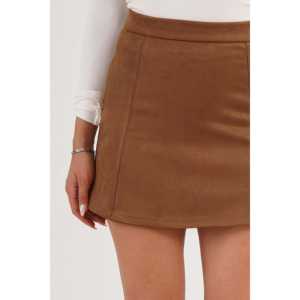 Jupe Courte Femme Taille Haute en Similicuir Souple Marron Foncé – Vente en Gros - Product Image 4