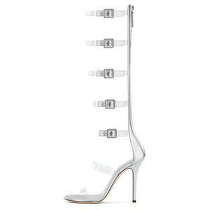 <span class=keywords><strong>Bottes</strong></span> <span class=keywords><strong>transparentes</strong></span> en PVC sur mesure Xinzirain pour femmes, grandes tailles, sandales à talons aiguilles argentées, <span class=keywords><strong>bottes</strong></span> romaines pour femmes, hauteur genou - Product Image 3