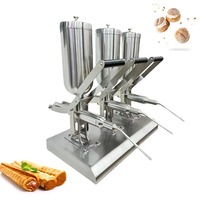 Mesin Pengisi Churro Komersial 304ss Stainless Steel 5L*3 dengan 3 Nozzle Manual untuk Pengisian Krim Churros Spanyol untuk Toko Roti