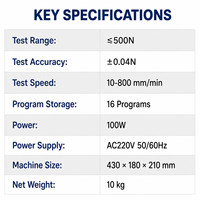 Testeur de force de traction des bornes ≤500 N ±0,04 N 10-800 mm/min avec écran tactile pour le test des bornes serties