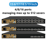 Pantalla LED de 15.6/17/17.3/18.5/19 Pulgadas, 1280*1024, 50-60Hz, Conmutador KVM, Espacio de Rack 1U con 4/8/16 Puertos Seriales