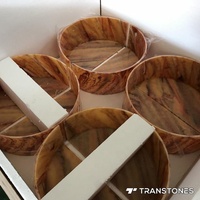 Panneaux incurvés en placage de pierre flexible Boîte d'éclairage ronde en feuille d'albâtre translucide pour la décoration intérieure et extérieure en gros