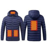 Veste d'hiver unisexe chauffante avec col montant et capuche, alimentée par batterie externe USB, chaude et dotée de fonctionnalités intelligentes