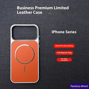 애플 17/17프로맥스/17에어 럭셔리 전기 도금 PU 소재 충격 방지 폰 케이스 아이폰 17 프로 남성용 PU 가죽 폰 케이스 - Product Image 2