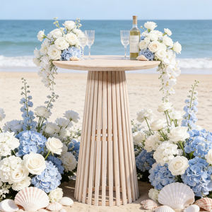 طاولة خشبية بتصميم جديد شريط لحفلات الزفاف Renatl طاولة خشبية مستديرة مضلطة - Product Image 2