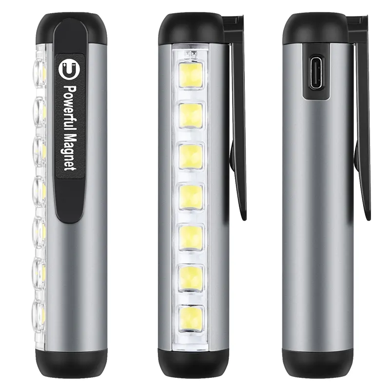Портативный карманный светодиодный мини-фонарик, яркий ручной фонарик с COB матрицей, светодиодный фонарик с боковым 7 светодиодами