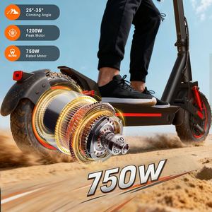Patinete Eléctrico de Dos Ruedas de 10 Pulgadas para Viajes, Equipado con Neumáticos Tubeless de 750w 48v 13ah, Motor ES1024 de 750W Pro - Product Image 6