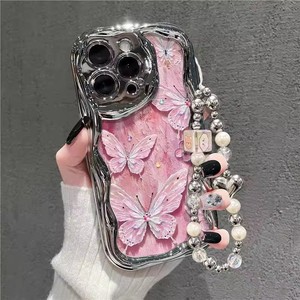<span class=keywords><strong>Coque</strong></span> de téléphone antichoc pour iPhone 17, motif papillon rose mignon avec bracelet et fleurs, vente en gros usine - Product Image 1