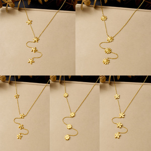 Fashion Pendant Necklace Zinc Alloy Star Flower Daisy Design Long Clavicle Chain Daily Wear Gift Jewelry N4272N4276 - Product Image 1
