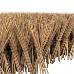 Balai à manche en bois avec tête en matériau végétal naturel, poils en nylon, pelle à poussière en PVC, portable, pour usage extérieur et jardin - Product Image 1