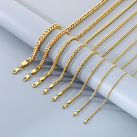 KN115430-KTrendy Chaîne Franco 2mm 3mm 4mm 6mm 8mm Style Punk Plaqué Or Collier Double Face Bijoux Hip Hop Longueur 65CM