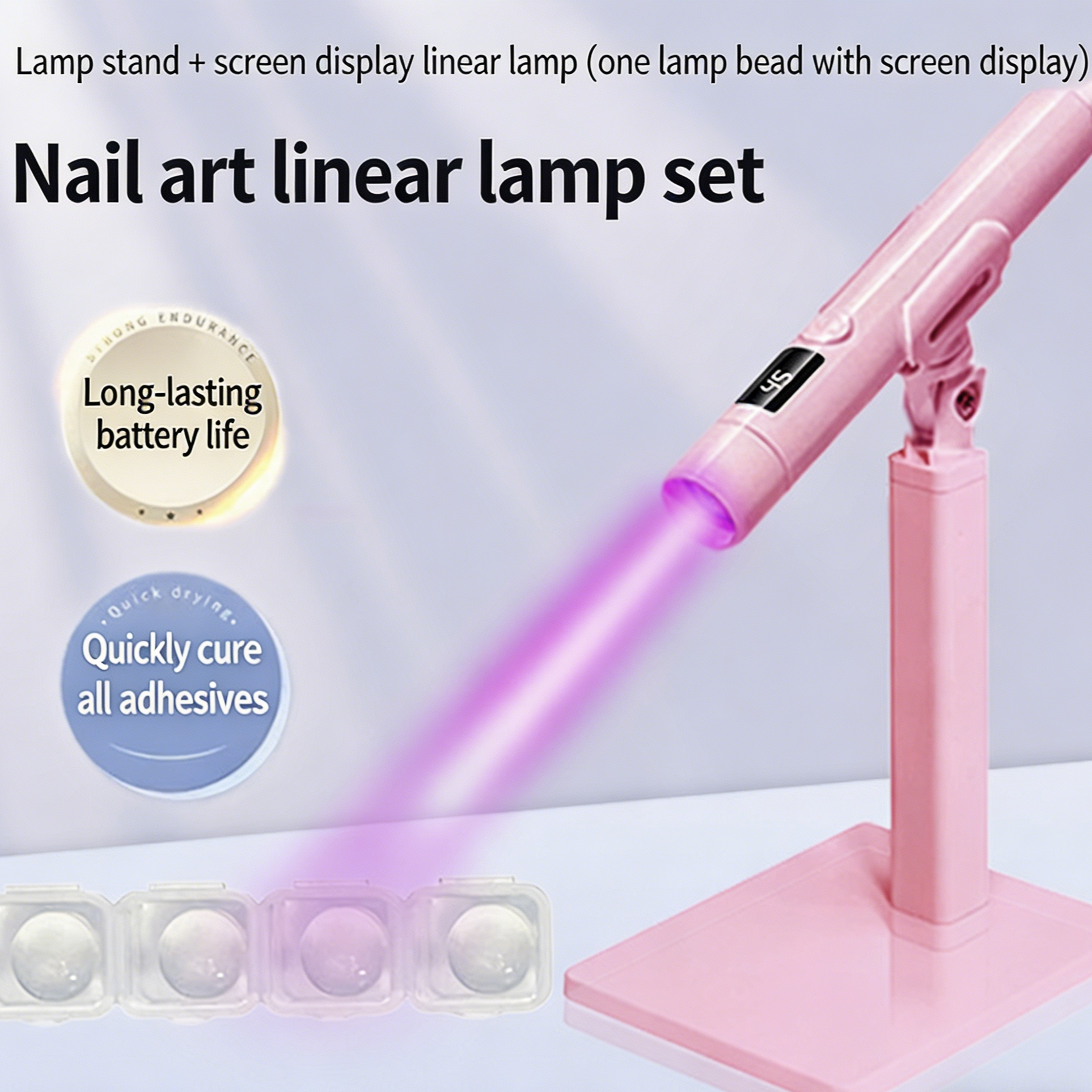 Ensemble lumière droite numérique rose + support