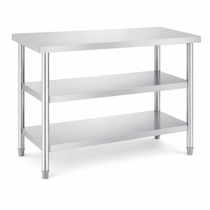 Commercial 201 Heavy Duty Undershelf Easy Clean Stable Frame <strong>Stainless</strong> <strong>Steel</strong> <strong>Work</strong> <strong>Table</strong> with Adjustable Feet - Product Image 4