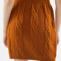 Ensemble assorti confortable en tricot torsadé pour femme : pull court à col montant et manches longues, mini-jupe en tricot, tenue pour tous les jours