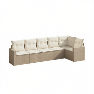 Conjunto de Sofás de Jardín para Exteriores, Ratán Sintético PE Beige, Cojines de Espuma de Alta Densidad, Diseño Contemporáneo, Muebles de Patio - Product Image 1