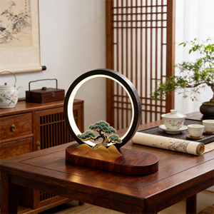 โคมไฟตั้งโต๊ะวงแหวน LED โลหะอะลูมิเนียมสไตล์จีน พร้อมระบบชาร์จไร้สายและโลโก้สั่งทำพิเศษ - Product Image 4