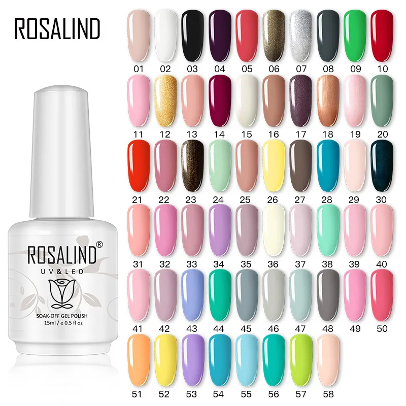 Rosalind Professional Nail Supplies 15ml Customized Long Lasting Soak Off Pure Vegan Organic Colour Uv Led Nails Gel Polish