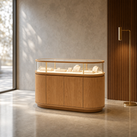 Vitrine à bijoux en métal noir mat avec verre ultra-transparent, vue à 360°, couleurs personnalisables pour les magasins de détail et la vente en gros