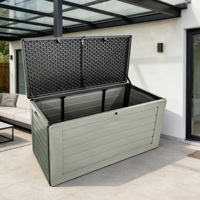 Boîte de rangement en plastique durable VERTAK 270L avec couvercle pour le rangement domestique, intérieur, extérieur, patio