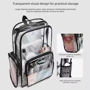 Mochila escolar unisex personalizada de PVC resistente a la intemperie para estudiantes, cierre de cremallera, bolsa de almacenamiento para exteriores a la moda, letra transparente - Product Image 6