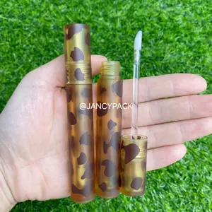 4ml Custom Logo Round Gloss Containers Colorful Lip Glaze Tube Cosmetic leopard print Lipgloss Tubes round lip oil packaging