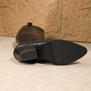 Stivali Autunnali e Invernali a Punta Alta da Cavaliere da <span class=keywords><strong>Donna</strong></span> Stile Retrò con Tacco Spesso Neri Nuovi Stivali Texani da Cowboy da <span class=keywords><strong>Donna</strong></span> - Product Image 5