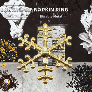 Anillos y Porta Servilletas Metálicos Ecológicos al por Mayor con Diseño de Copo de Nieve para Bodas, Cenas Festivas, Año Nuevo y Decoración de Pascua - Product Image 2