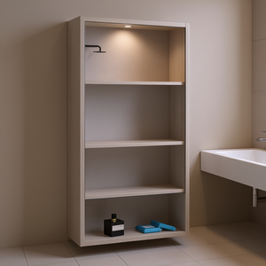 Armoire à pharmacie Palermo avec miroir, 20-29 pouces, à suspendre au mur, éclairée, rangement pour salle de bain, cadre en bois, design contemporain - Product Image 2