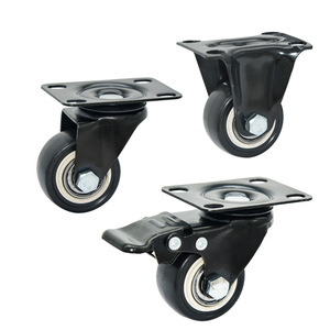 Rueda giratoria silenciosa de doble eje de 2 pulgadas con base plana, resistente, con freno, para muebles, gabinetes y mesas de té. - Product Image 2