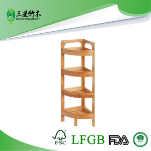 Bamboo triangular shelf, four-tier floor-standing type, suitable for home use, living room <b>corner</b> <b>bookshelf</b>, bathroom <b>corner</b> - Product Image 5