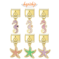 Hapiship 2025 nouveau pendentif italien breloque couleur hippocampe étoile de mer pendentif mode plaqué or bracelet à bricoler soi-même accessoires DJ1874