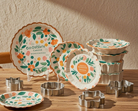 Assiettes en papier jetables multicolores de style chinois à grandes fleurs, 230 g/m², 17,5 cm, avec logo personnalisé moderne
