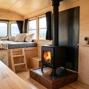 Poêle à bois miniature 4KW, chauffage d'intérieur, poêle à bois sans fumée, petit poêle à bois pour camping-car, cabane, entrepôt, tente - Product Image 1