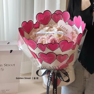 Giấy gói hoa họa tiết trái tim đào dập nổi, khổ 35*50cm, 10 cái/gói, giấy kraft gói quà tặng cho người bán hoa - Product Image 4