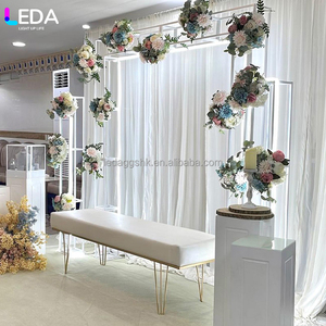 Toile de fond métallique carrée blanche détachable, fabriquée en usine par LEDA, pour mariages, banquets et fêtes - Product Image 2