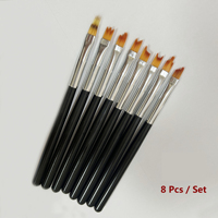 Lot de 8 pinceaux professionnels pour nail art, manche en nylon souple, 40g, pour fleurs, usage DIY UV, fourni directement par l'usine pour l'export.