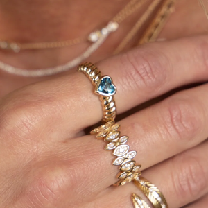 Cincin batu permata mewah, perhiasan cincin pertunangan batu permata mewah, cincin perak 925 <span class=keywords><strong>Sterling</strong></span> 18k lapis emas alami biru hati Topaz - Product Image 4