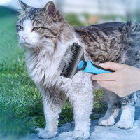 2023 accessoires pour chat brosse de toilettage pour animaux de compagnie 2 en 1 râteau à sous-manteau pour chien chat en acier inoxydable Double face peigne d'épilation pour animaux de compagnie