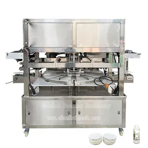 Cosmetic Jar Sealing Machine Rotary Type Automatic Detergent Bottle Face Cream Plastic Jar Aluminum Film Heat Sealer Packer