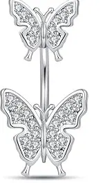 Trend 14G Wholesale Stainless Steel Heart Butterfly Devil Heart Clear Cubic Zircon Navel Rings For Women Navel Stud Piercing