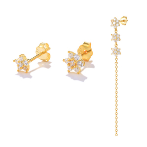 Boucles d'oreilles clous ROXI INS Style S925 en argent sterling, motif flocons de neige et fleurs, lot de 3, tendance et simples - Product Image 1