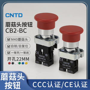 Interruptor de Botón Pulsador Autoblocante CNTD Changde Electric CB2-BC42 con Luz Indicadora, Diseño de Cabeza de Hongo, Longitud Personalizada, Plástico - Product Image 6