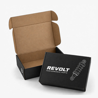 Boîtes d'expédition en carton ondulé noir personnalisées, intérieur kraft, logo blanc imprimé, emballage pour pièces automobiles, expédition, boîte cadeau e-commerce