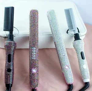 JADEEMPRESS Pressing 500 Degrees Bling Hair Straightener Rhinestone Hot Comb For Stove