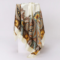 Foulard en Soie Imprimé Cachemire Tendance Européenne et Américaine Foulard Carré 90 cm de Vente en Gros pour Femme