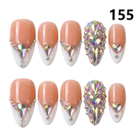1371-1375  Kuku Palsu Buatan Tangan 10pcs Bahan Press-On Model Almond Desain Ukiran Bunga Kustom Modis Bentuk Kotak untuk Jari