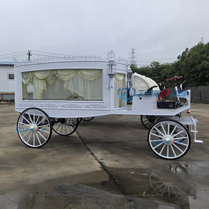 White and Black Coffin Horse Wagon Special Transportation Horse Drawn Funeral Carriage Wholesale Electric Funeral Hearse Cart - Product Image 4