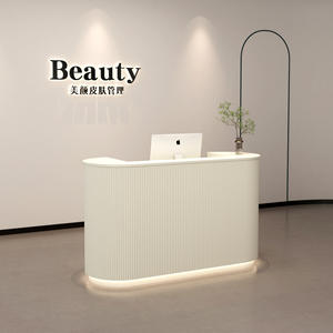 Bancone Reception di Lusso <span class=keywords><strong>per</strong></span> Salone di Bellezza, Personalizzabile, in Legno, Moderno, Piccolo, Bianco, di Alta Qualità - Product Image 4
